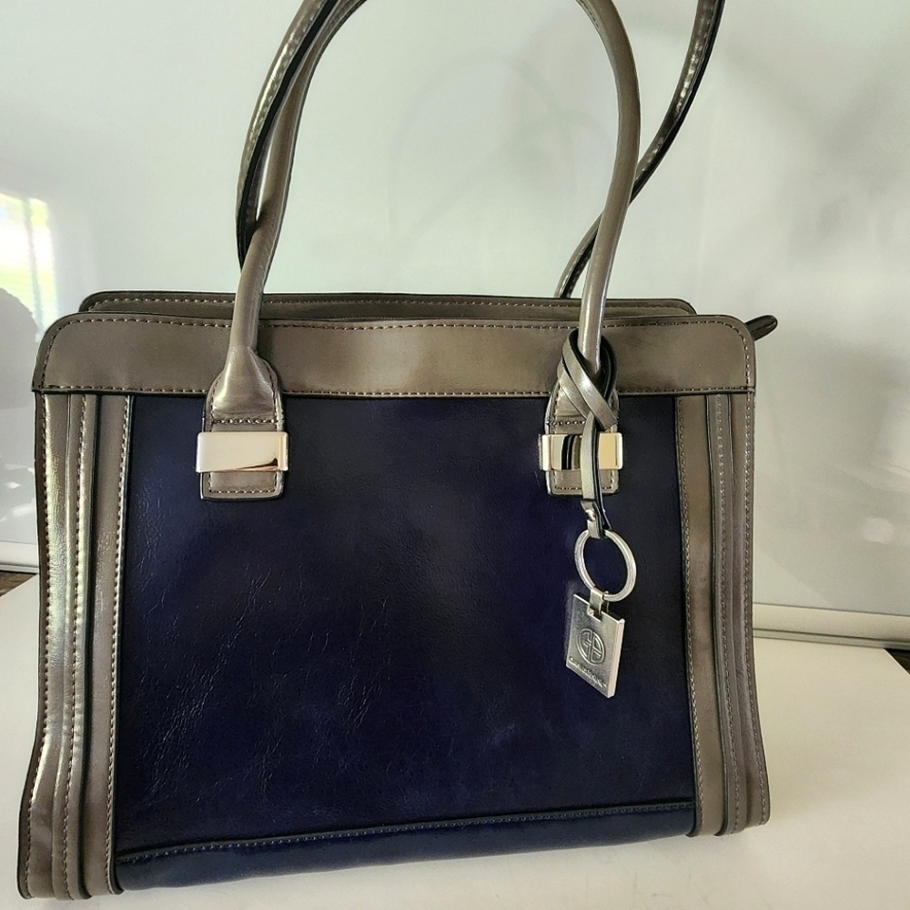 Giani Bernini Leather Tote Blue/Grey